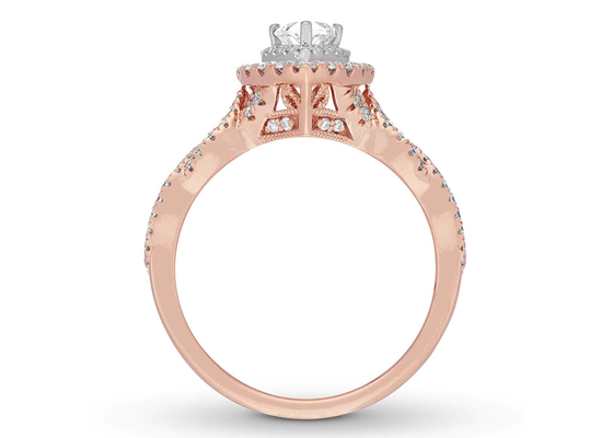 7ct 8ct 18K подняло кольцо золота, захват и обручальное кольцо установило отрезок груши 7.0mm