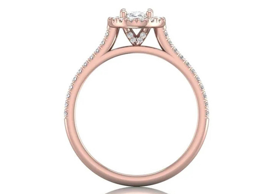 Овальное сформированное 18K подняло кольцо золота, обручальное кольцо диаманта 0.50Ct 6.37x4.46x2.79mm