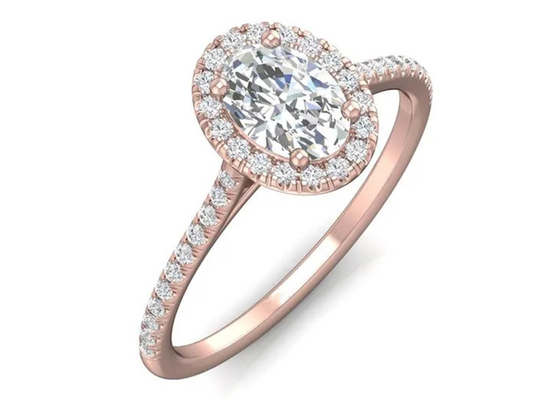 Овальное сформированное 18K подняло кольцо золота, обручальное кольцо диаманта 0.50Ct 6.37x4.46x2.79mm