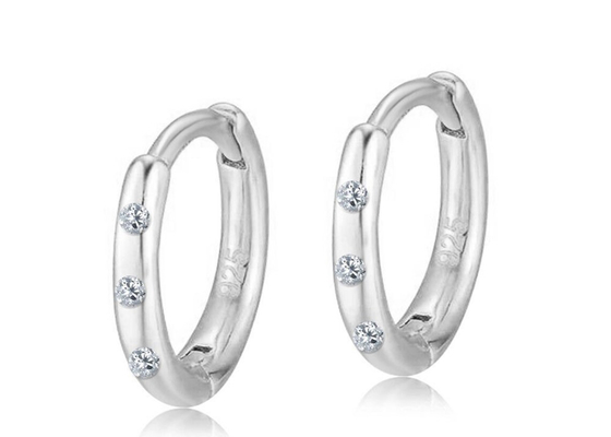 вес размера 1.3-1.5g серег 8mm 7mm 6mm обруча Huggie диаманта 0.06ct