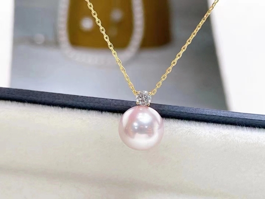 одиночное пресноводное ожерелье жемчуга 2ct, ожерелье акцента диаманта 0.03ct