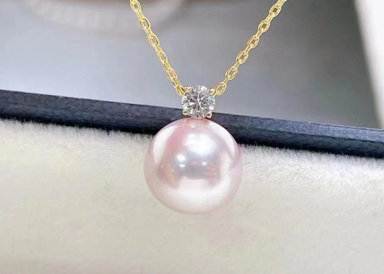 одиночное пресноводное ожерелье жемчуга 2ct, ожерелье акцента диаманта 0.03ct
