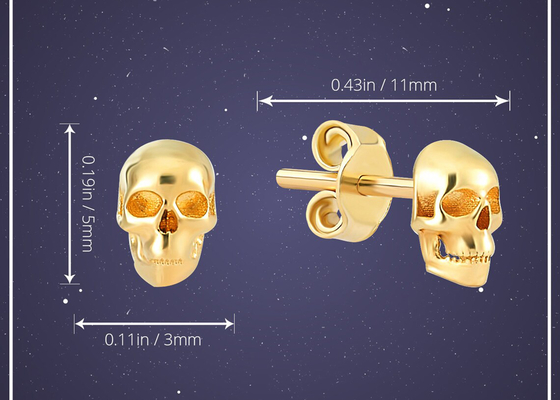 Рука Prong серег 3×5MM черепа золота годовщины устанавливая тип ODM