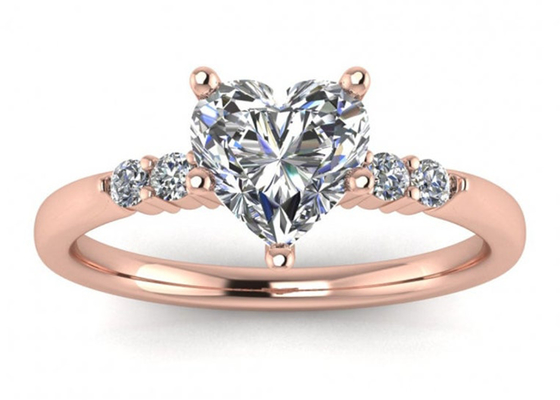 форма сердца кольца 0.8ct 9K серебряная с размером диаманта 6MM лаборатории