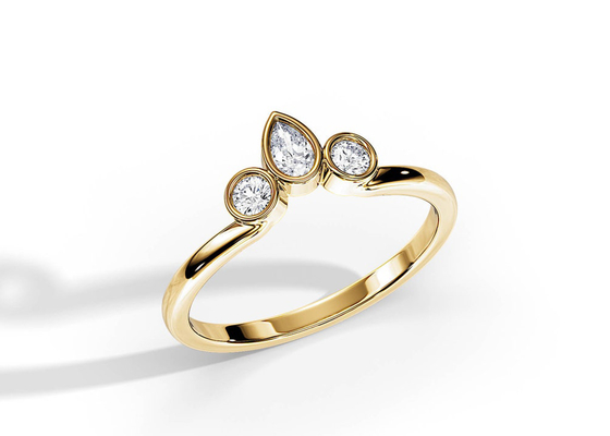 Обручальное кольцо 0.4CT v форменное с обручальным кольцом, OEM колец с бриллиантом 2MM Stackable