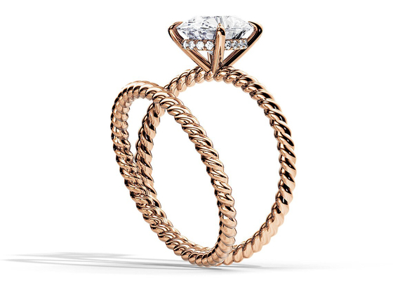 Овальное кольцо золота 1.5ct отрезка 9K 6×8MM с Prong Moissanite устанавливая тип