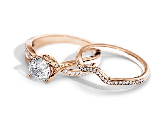 1.25ct подняло цвет среднего обручальных колец VS1 SI1 SI2 Moissanite золота