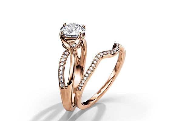 1.25ct подняло цвет среднего обручальных колец VS1 SI1 SI2 Moissanite золота