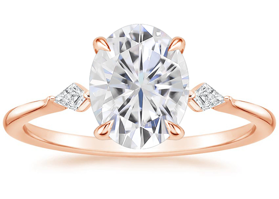 10K подняло Dia OV7×9mm 2.1ct обручальных колец Moissanite золота овальный