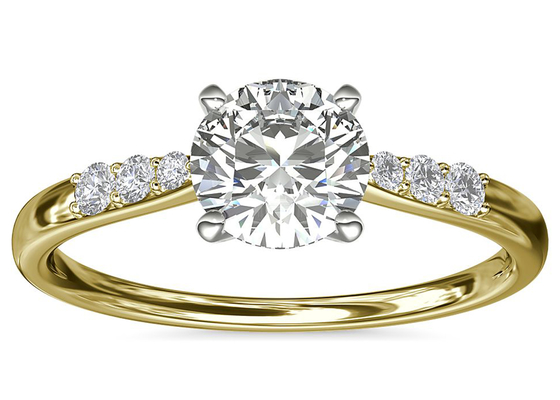 Кольцо округлой формы 9K серебряное с камнем 6MM 1.0ct белым Moissanite