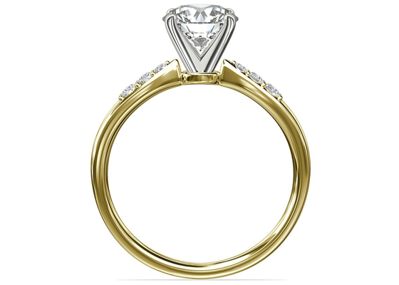 Кольцо округлой формы 9K серебряное с камнем 6MM 1.0ct белым Moissanite