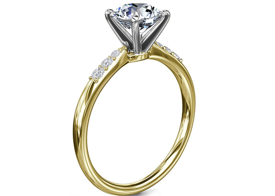 Кольцо округлой формы 9K серебряное с камнем 6MM 1.0ct белым Moissanite