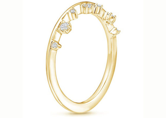 Aalternating определяет размер кольцо ювелирных изделий желтого золота 14K с диамантом 0.15ct VS1 2mm естественным