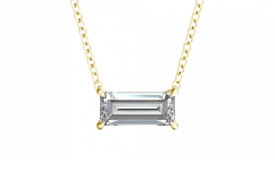 Багет отрезал ожерелья золота 14K с диамантом пасьянса 0.5ct 5×7mm