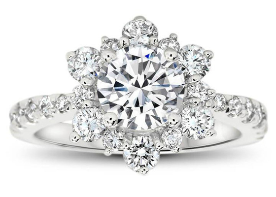 Снежинка воодушевила серебряное кольцо 9K с весом размера 1.0ct диаманта RD6.5MM лаборатории