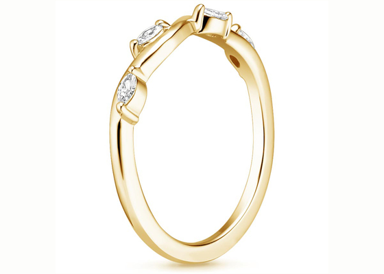 Обматывая кольцо ювелирных изделий желтого золота вербы 14K с диамантом 0.40ct 2×4mm