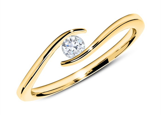 Отрезок кольца с бриллиантом 1.5mm золота пасьянса 14k желтый круглый с диамантом 0.10ct