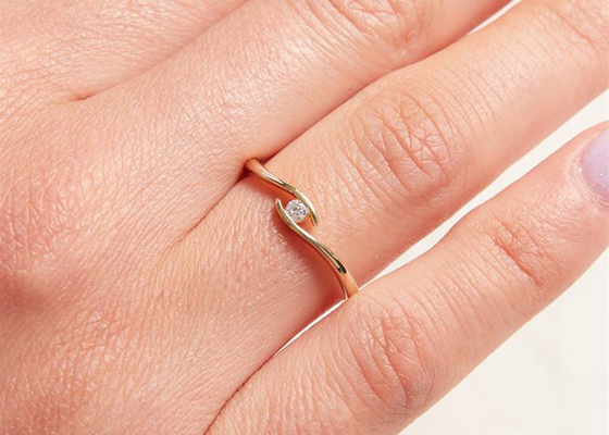 Отрезок кольца с бриллиантом 1.5mm золота пасьянса 14k желтый круглый с диамантом 0.10ct