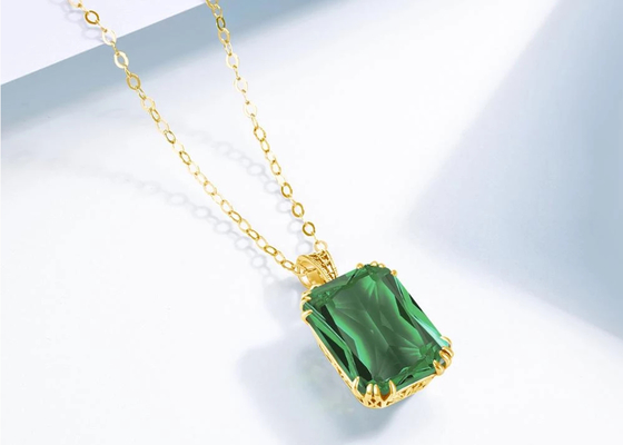 Винтажные ожерелья 2.67ct 8×10mm золота 14K с естественным изумрудным шкентелем