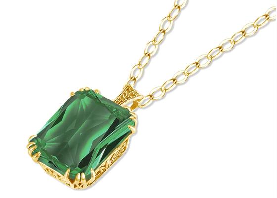 Винтажные ожерелья 2.67ct 8×10mm золота 14K с естественным изумрудным шкентелем