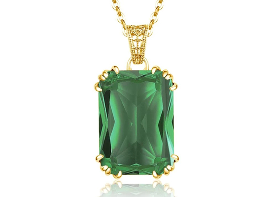 Винтажные ожерелья 2.67ct 8×10mm золота 14K с естественным изумрудным шкентелем