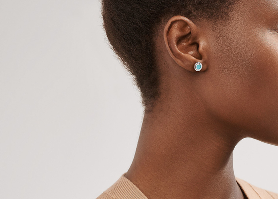 Серьги круга бирюзы ODM, вес серег 2.37g бирюзы 18k Dia 9.65mm