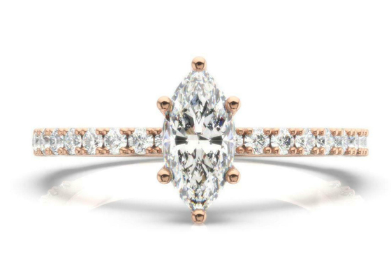 Marquise веса кольца золота 2CT d VS1 18K Роза отрезал для захвата