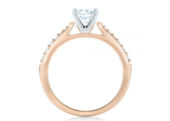 Коготь устанавливая розовый диапазон Moissanite золота звенит ODM OEM размера 5.5MM