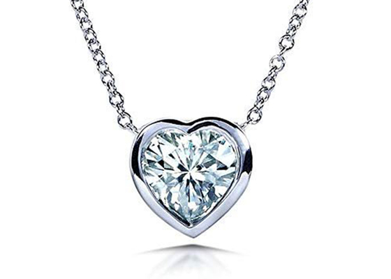стиль шатона сердца ожерелиь золота 16inch 14K с 6x6mm Moissanite