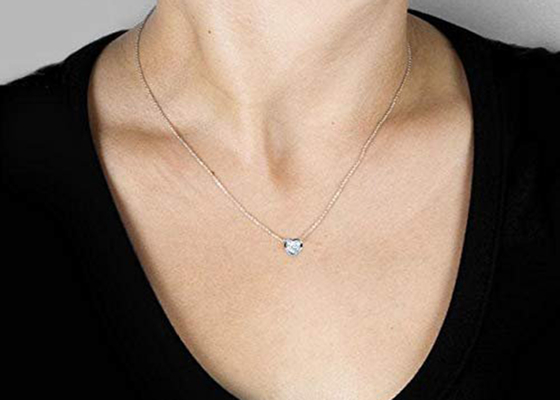 стиль шатона сердца ожерелиь золота 16inch 14K с 6x6mm Moissanite