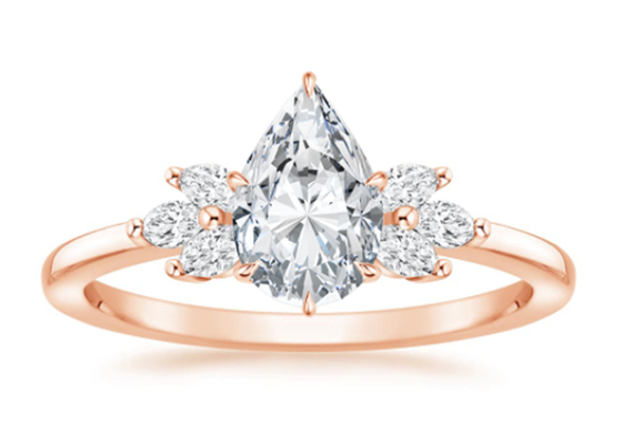 Размер выросли лабораторией, который Moissanite отрезка груши кольца 0.77ct PS5×7mm 14K поднял материал золота