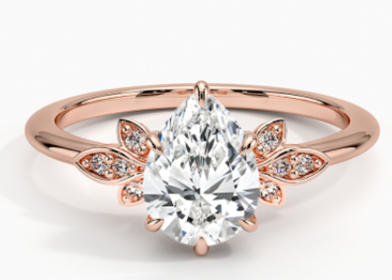 груша золота 14K 0.77ct Роза отрезала кольцо золота ювелирных изделий Moissanite свадьбы