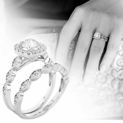 Bridal набор обручальных колец 0.90CT, квадратный ODM обручального кольца диаманта