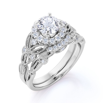 Винтажные 2 обручального кольца захвата диаманта карата для Bridal ODM