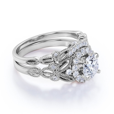 Винтажные 2 обручального кольца захвата диаманта карата для Bridal ODM