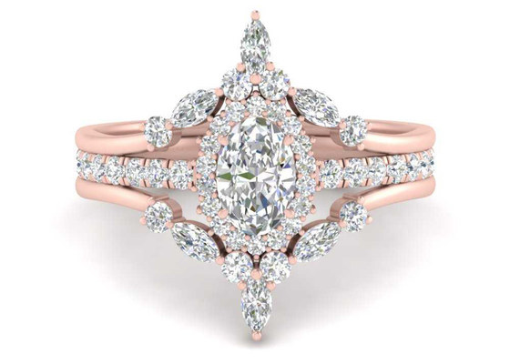 Обручальные кольца венчика двойника золота SI1 0.62CT Роза для Bridal