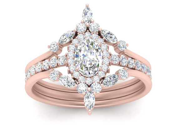 Обручальные кольца венчика двойника золота SI1 0.62CT Роза для Bridal
