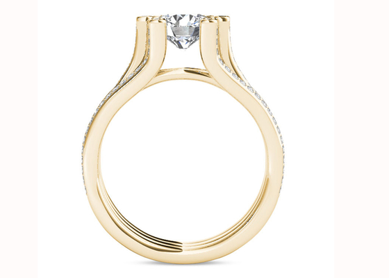 Вес итога обручальных колец 1.26CT захвата диаманта желтого золота 126PCS