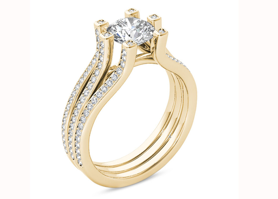 Вес итога обручальных колец 1.26CT захвата диаманта желтого золота 126PCS