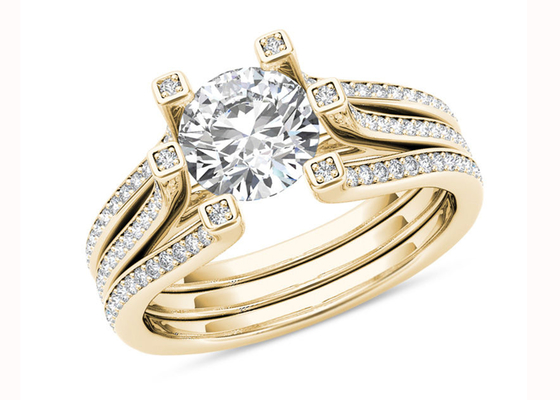Вес итога обручальных колец 1.26CT захвата диаманта желтого золота 126PCS