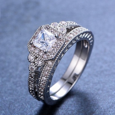 кольцо с бриллиантом принцессы Резать карата 0.62ct 2, обручальные кольца 62PCS Moissanite