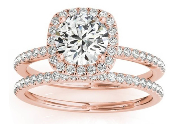 Кольцо золота квадратного диаманта Prong розовое, 0.35CT спрятанный ODM обручального кольца венчика