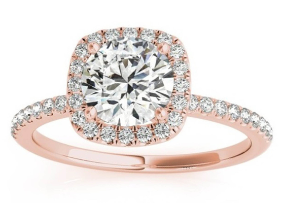 Кольцо золота квадратного диаманта Prong розовое, 0.35CT спрятанный ODM обручального кольца венчика